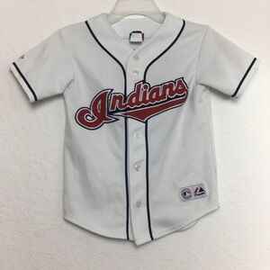 ✅Boys Majestic Cleveland Indians Baseball Jersey S